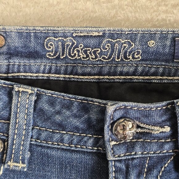 Miss Me Jeans Womens Size 26 Skinny Leg Low Rise Stretch Denim Flap Pockets Rock - Picture 12 of 15